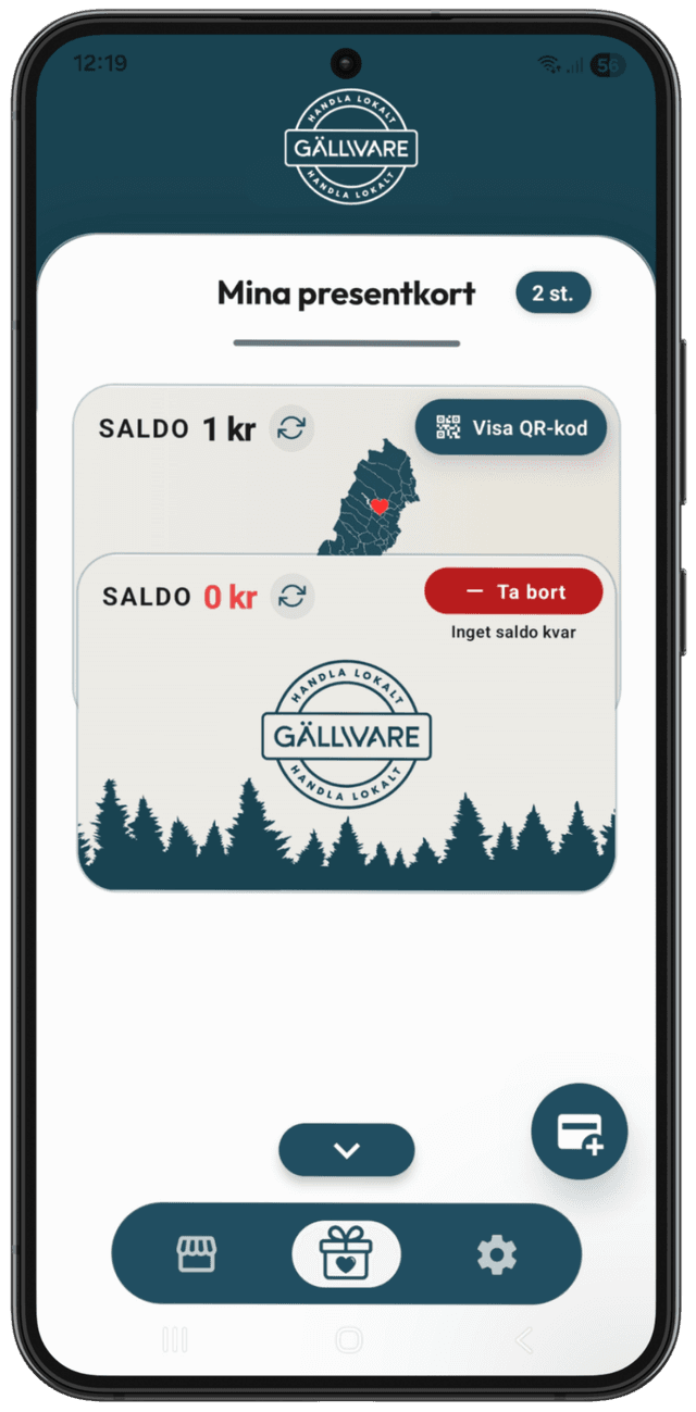 Gåvia-appen – samla och använd dina Arvidsjaur Presentkort-presentkort